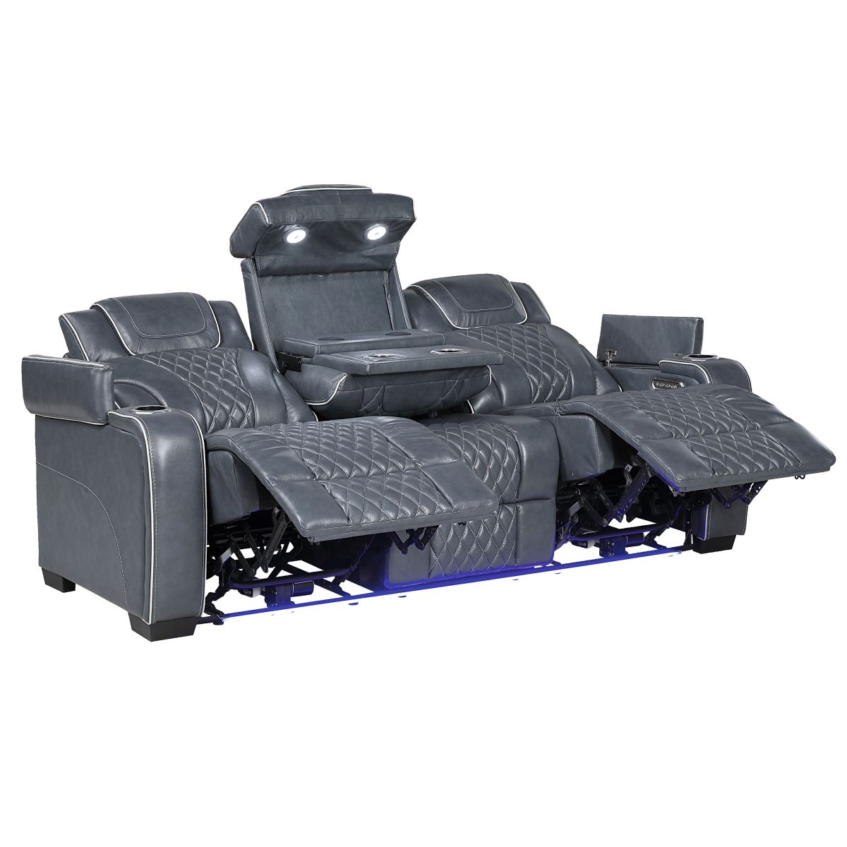 Apex - Power Double Reclining Sofa With Center Drop-Down Cup Holders, Power Headrests, Storage Arms With Cup Holders, Reading Lights, Wireless Charger, Air Massage And Heat, LED Lighting And Charging Ports