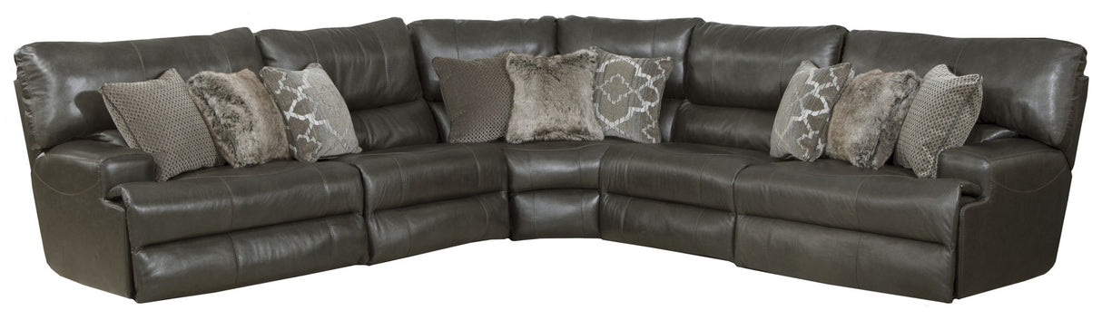 Como - 5 Piece Italian Leather Match Reclining Sectional