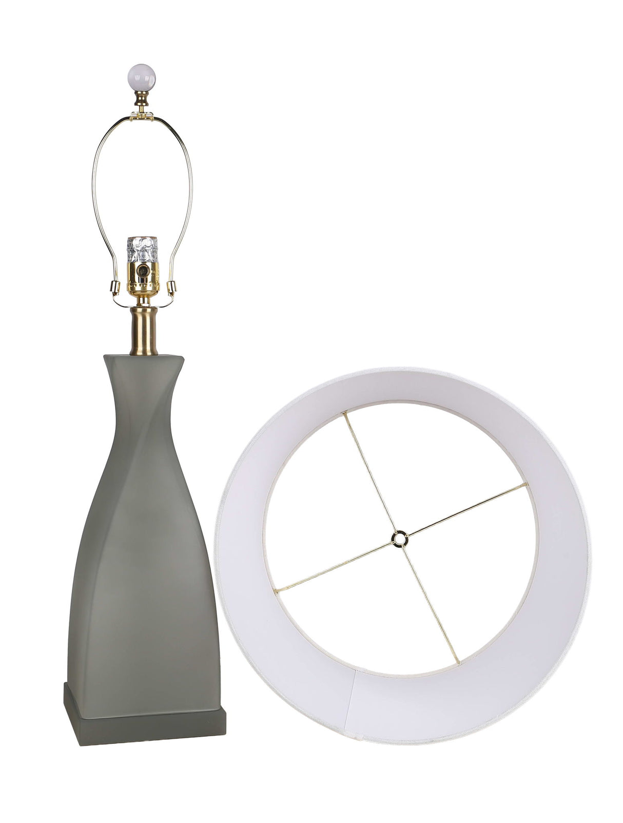 "Sage Elegance" Art Glass Table Lamp (Set of 2) - Frosted Sage Green / Frosted Crystal