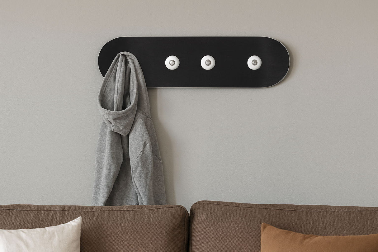 Urban Wheel Accent - 8" x 31" Wall Mounted Coat Rack - Black