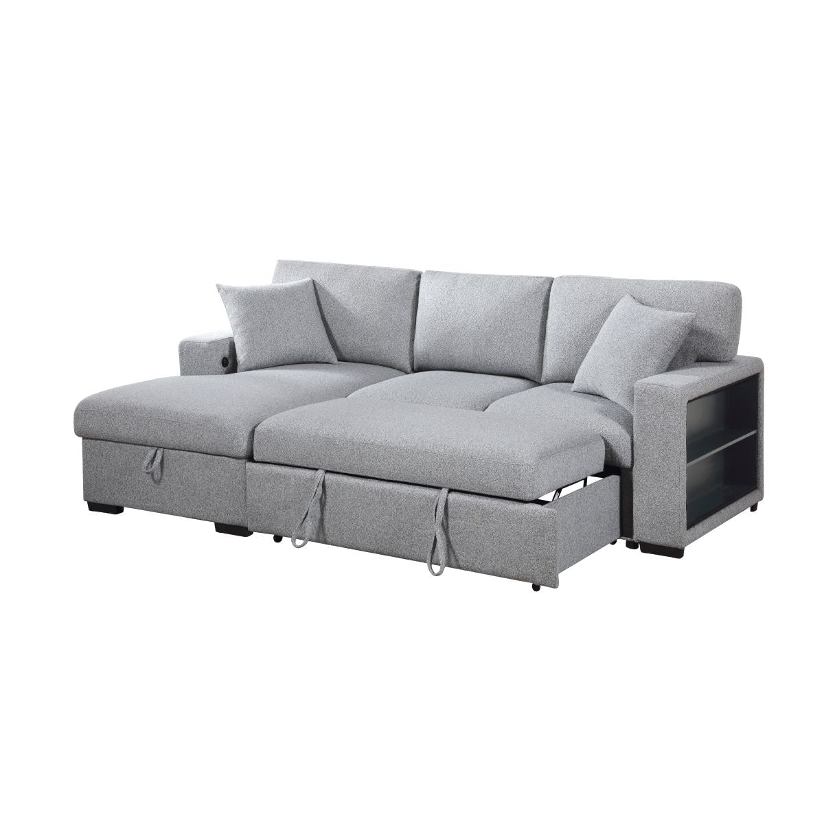 Pompano - Sectional With Chaise, Pull-Out Bed And Hidden Storage, Charging Ports
