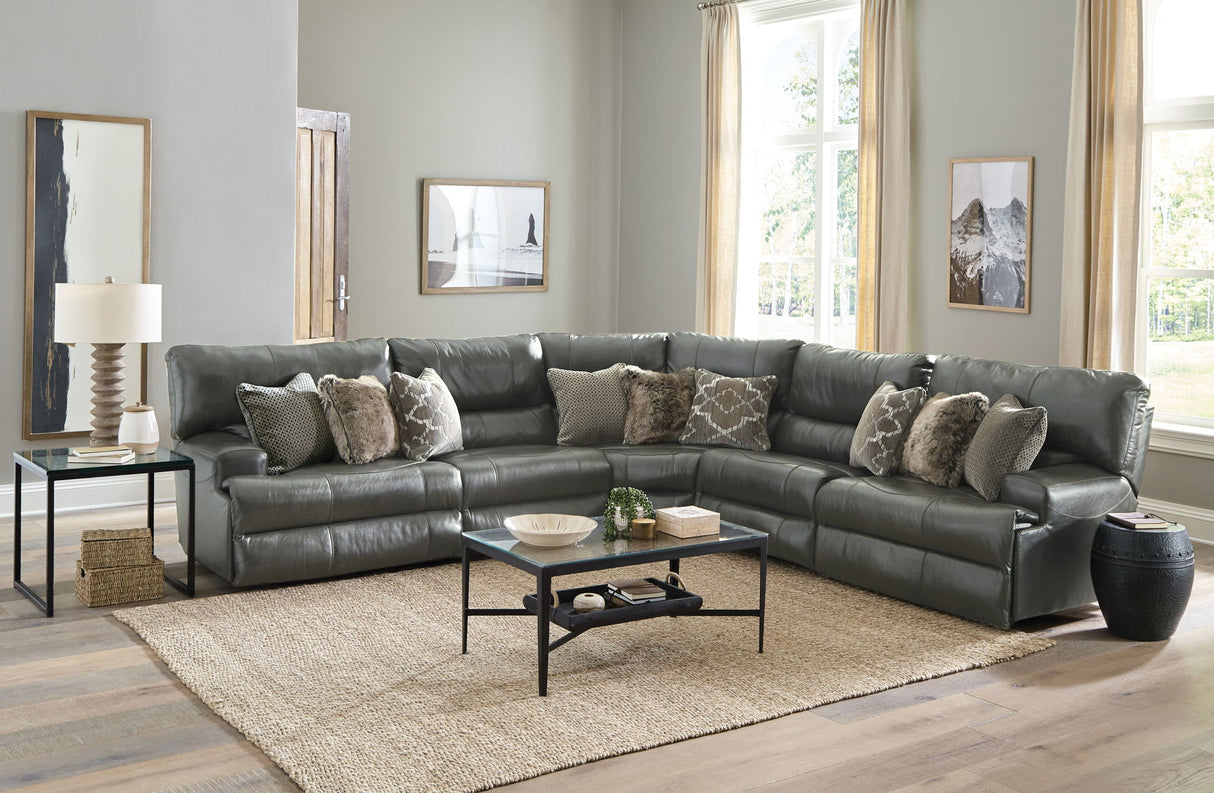 Como - 5 Piece Italian Leather Match Reclining Sectional