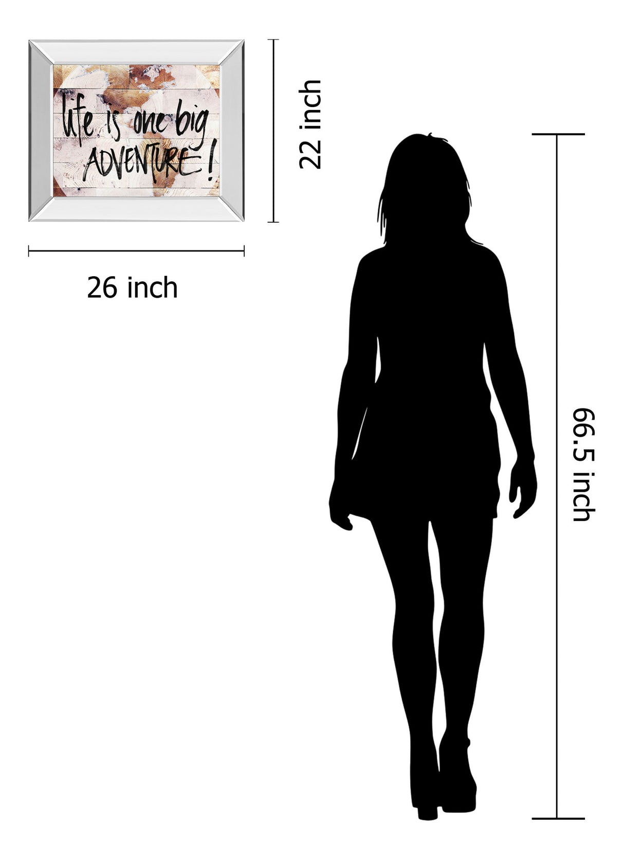 World On Wood By Sd Studios - Mirror Framed Print Wall Art - Beige