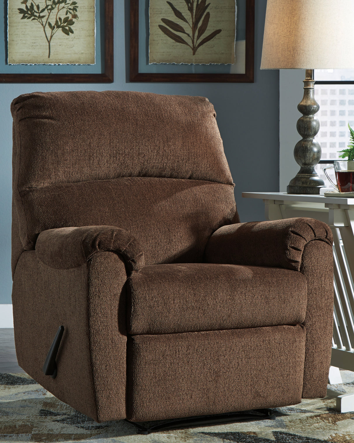 Furniture City - MS - Ashley Furniture - Nerviano Living Room - Zero Wall Recliner / Chocolate - 1080229