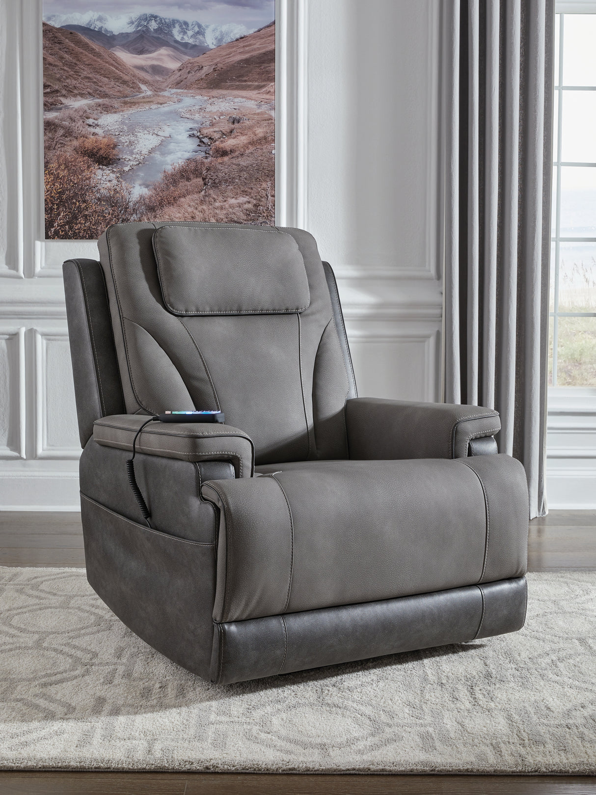 Furniture City - MS - Ashley Furniture - 4Z-Peaceful Pause Living Room - Power Lift Recliner / Slate - PC1210412