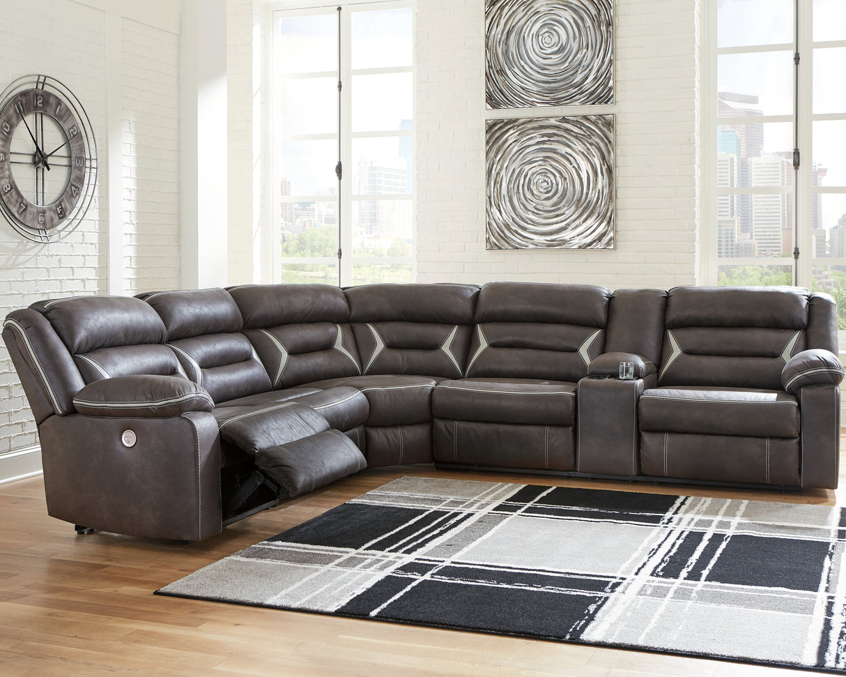 Furniture City - MS - Ashley Furniture - Kincord Sectional - 4-Piece Power Reclining Sectional / Midnight - 13104S3