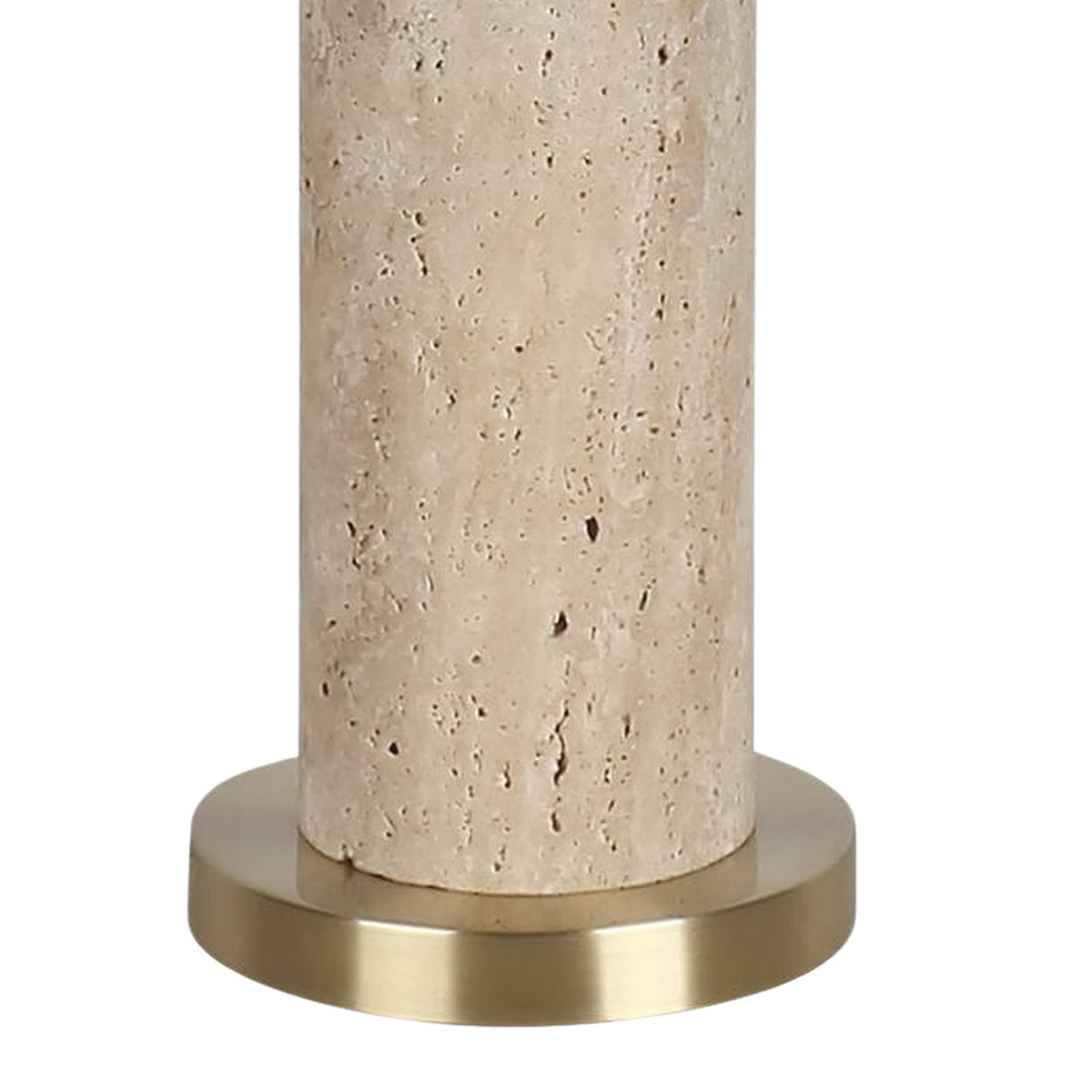 "Travertine Elegance" Travertine Table Lamp (Set of 2) - Travertine / Soft Gold