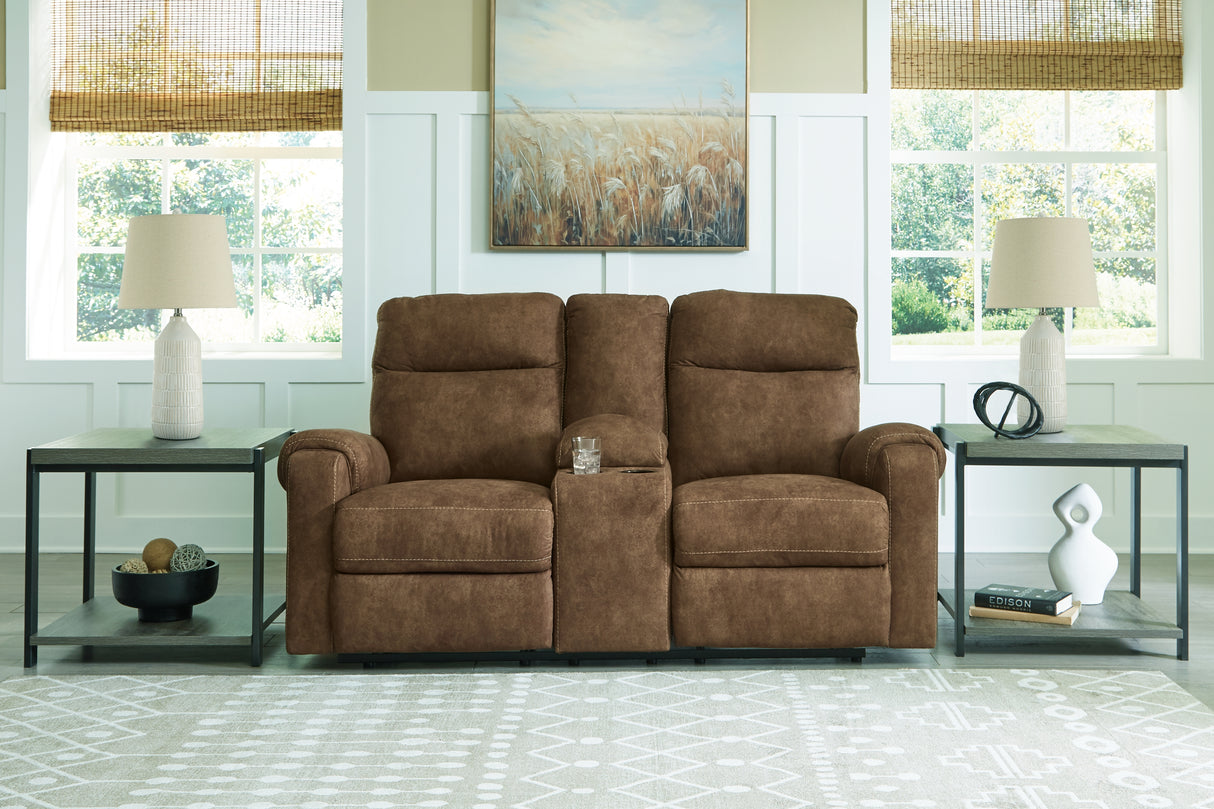 Furniture City - MS - Ashley Furniture - Edenwold Living Room - DBL Rec Loveseat w/Console / Brindle - 1380594