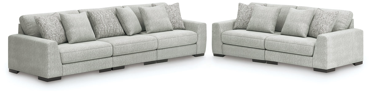 Furniture City - MS - Ashley Furniture - Regent Park 3-Piece Sectional Sofa and 2-Piece Sectional Loveseat - 3-Piece Sectional Sofa and 2-Piece Sectional Loveseat / Pewter - 14404U4