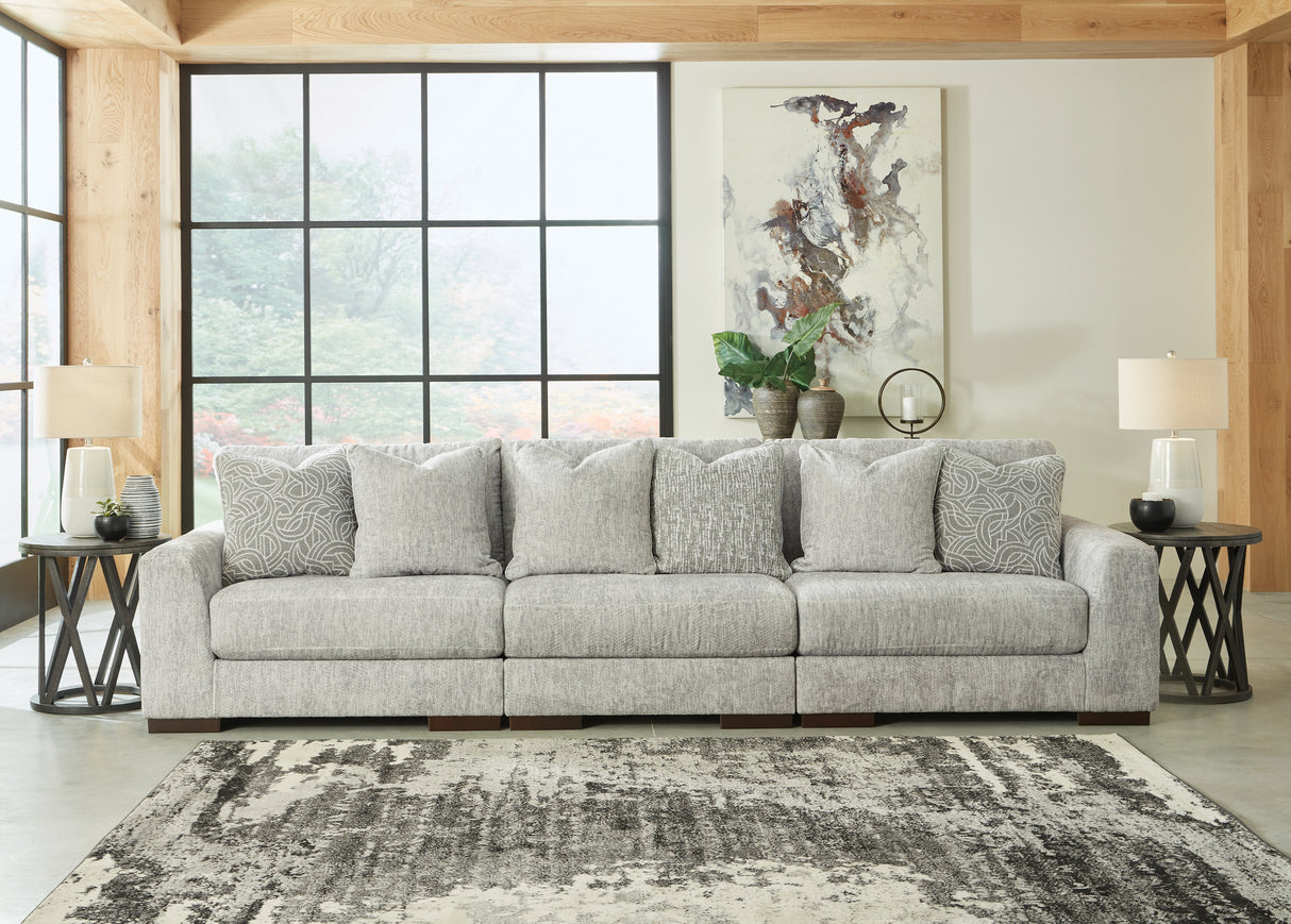 Furniture City - MS - Ashley Furniture - Regent Park Sectional - RAF 3-Piece Sectional Sofa / Pewter - 14404S5