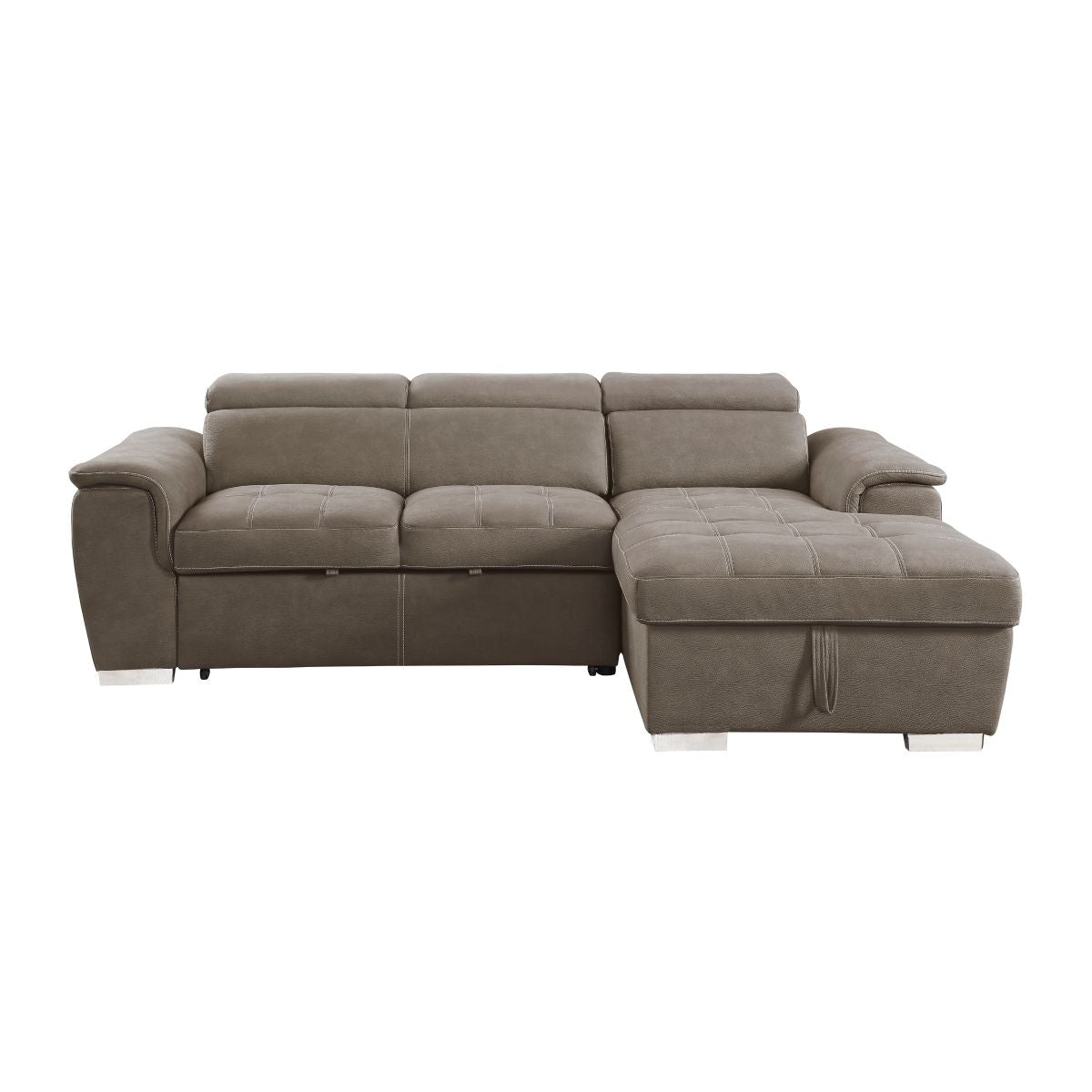 Ferriday - 2 Piece Sectional With Adjustable Headrests, Pull-Out Bed And Right Chaise With Hidden Storage