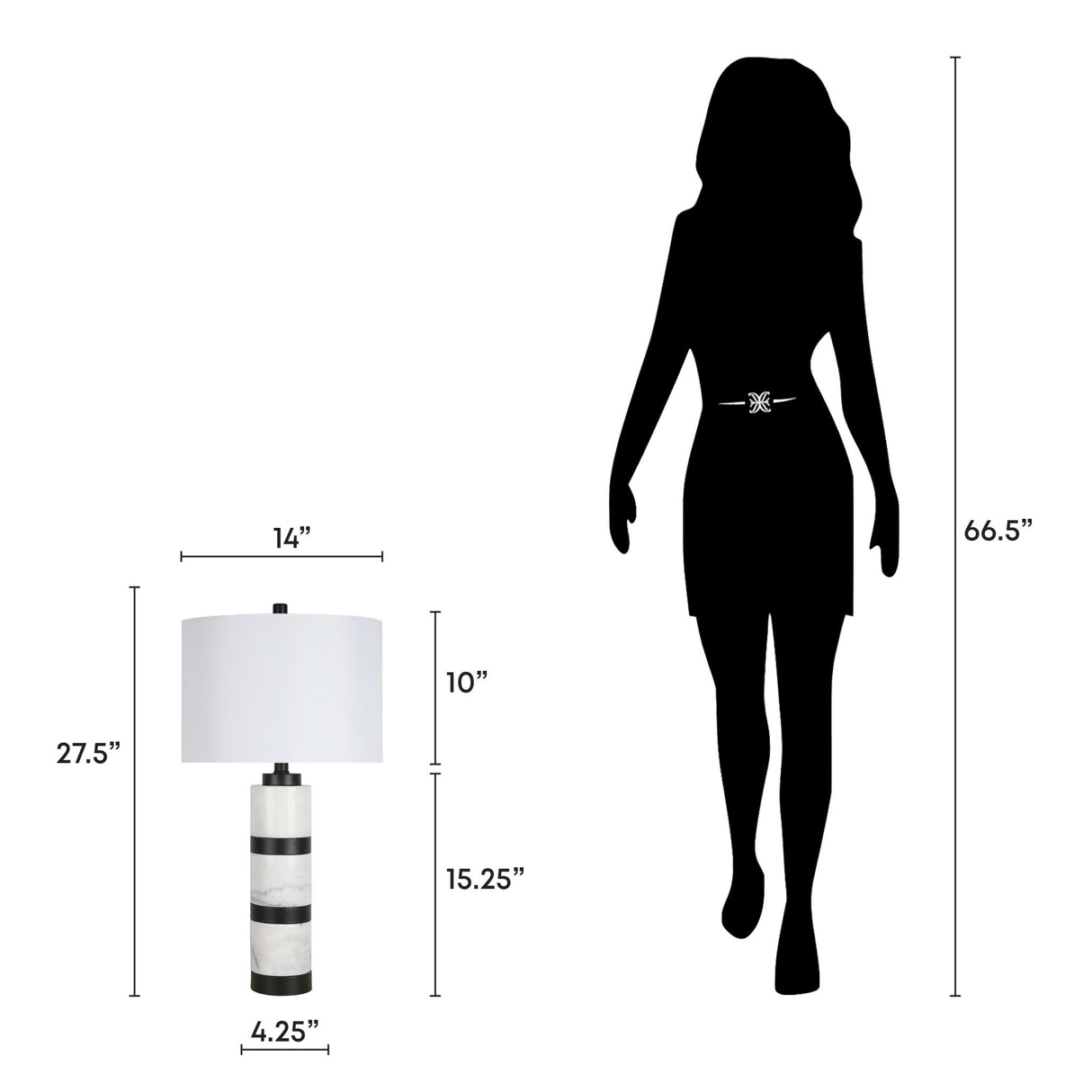 "Marble Harmony" Marble Table Lamp - White Marble / Matte Black