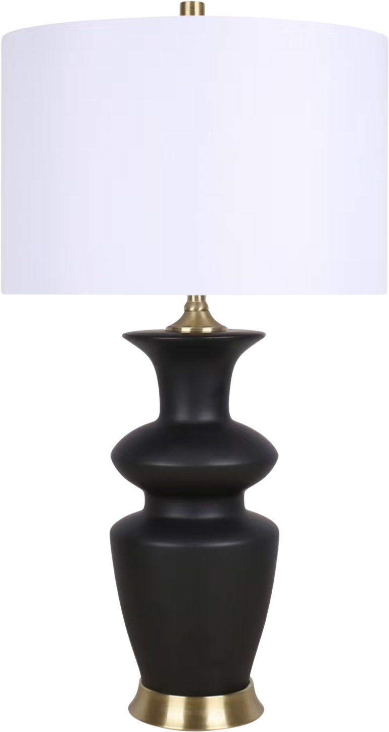 "Elegance Radiance" Ceramic Table Lamp (Set of 2) - Black / Soft Gold