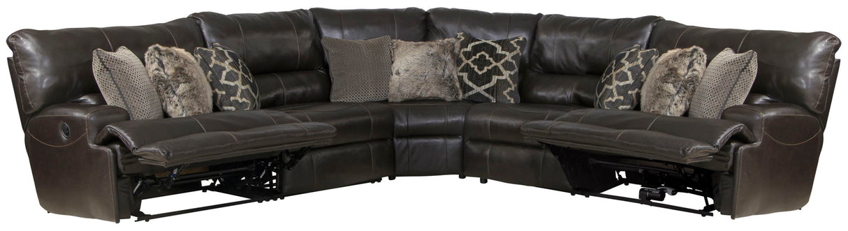 Como - 5 Piece Italian Leather Match Reclining Sectional