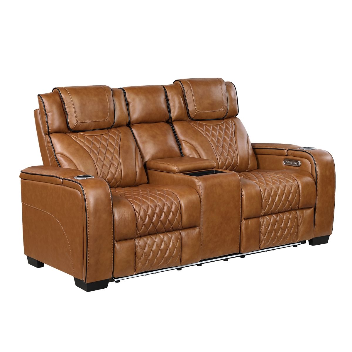 Apex - Power Double Reclining Loveseat With Center Console, Power Headrests, Storage Arms With Cup Holders, Wireless Charger, Air Massage And Heat, LED Lighting And Charging Ports