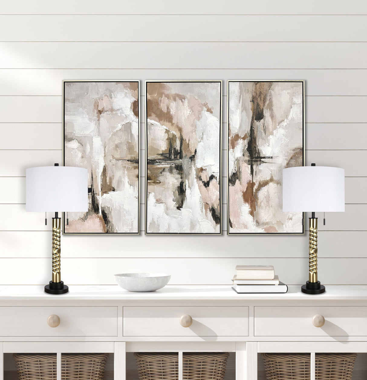 "Twist Elegance" Metal Table Lamp (Set of 2) - Matte Black / Soft Gold