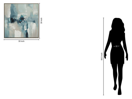 "Azure Symphony" Hand-Embellished Canvas In Frame - Blue / White / Gray