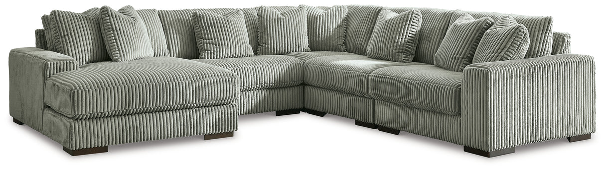 Furniture City - MS - Ashley Furniture - Lindyn Sectional - RAF 5-Piece Sectional with Chaise / Fog - 21105S6