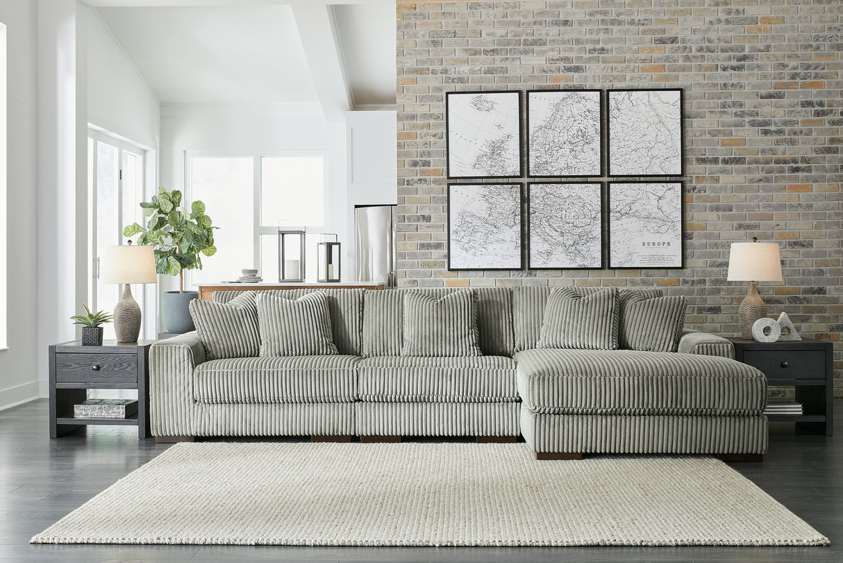 Furniture City - MS - Ashley Furniture - Lindyn Sectional - RAF 3-Piece Sectional with Chaise / Fog - 21105S9