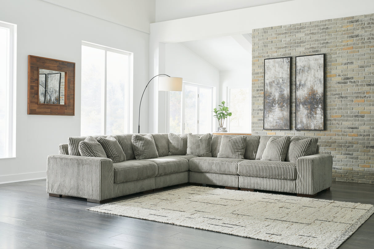 Furniture City - MS - Ashley Furniture - Lindyn Sectional - RAF 5-Piece Sectional / Fog - 21105S5