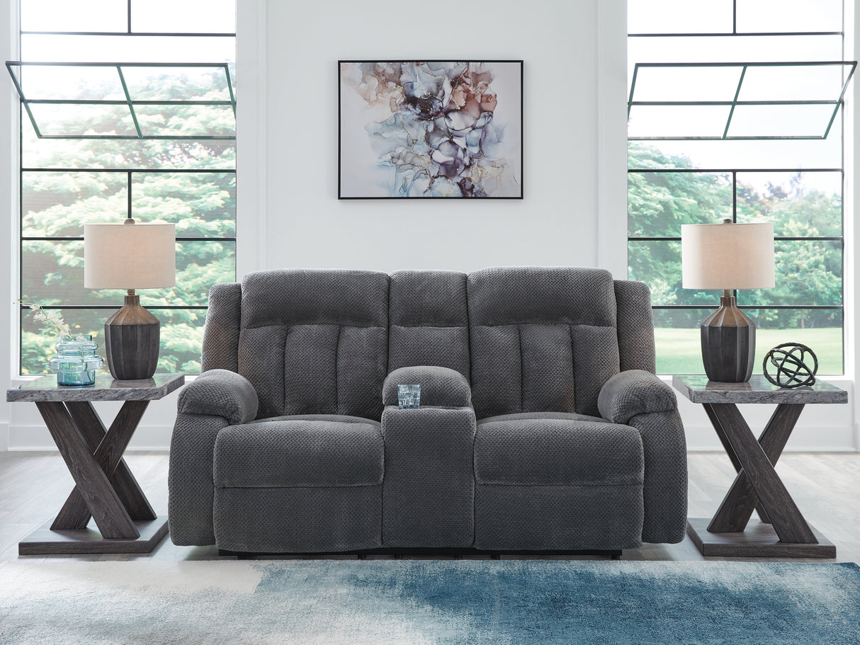 Furniture City - MS - Ashley Furniture - Observation Living Room - DBL REC PWR Loveseat w/Console / Steel - PC2140596
