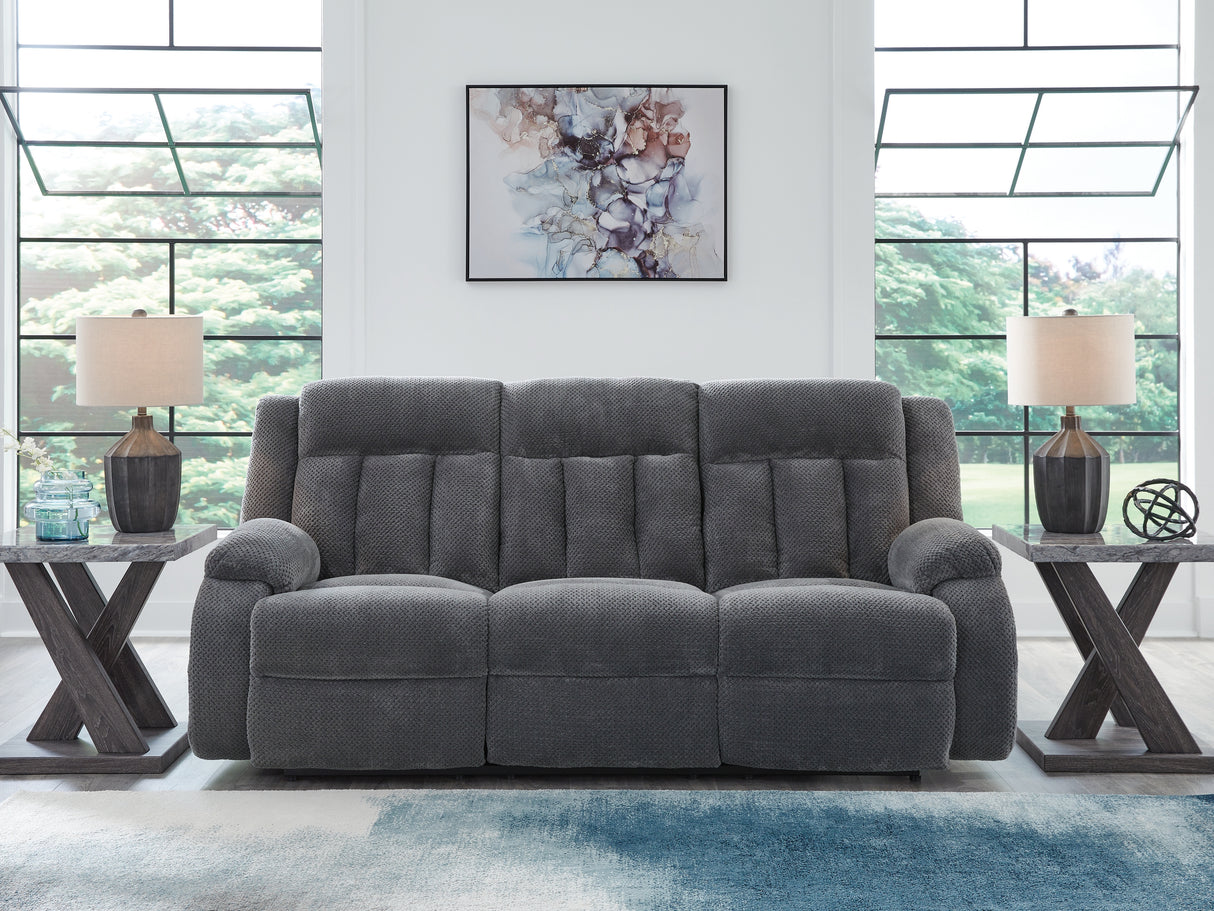 Furniture City - MS - Ashley Furniture - Observation Living Room - REC PWR Sofa w/Drop Down Table / Steel - PC2140599
