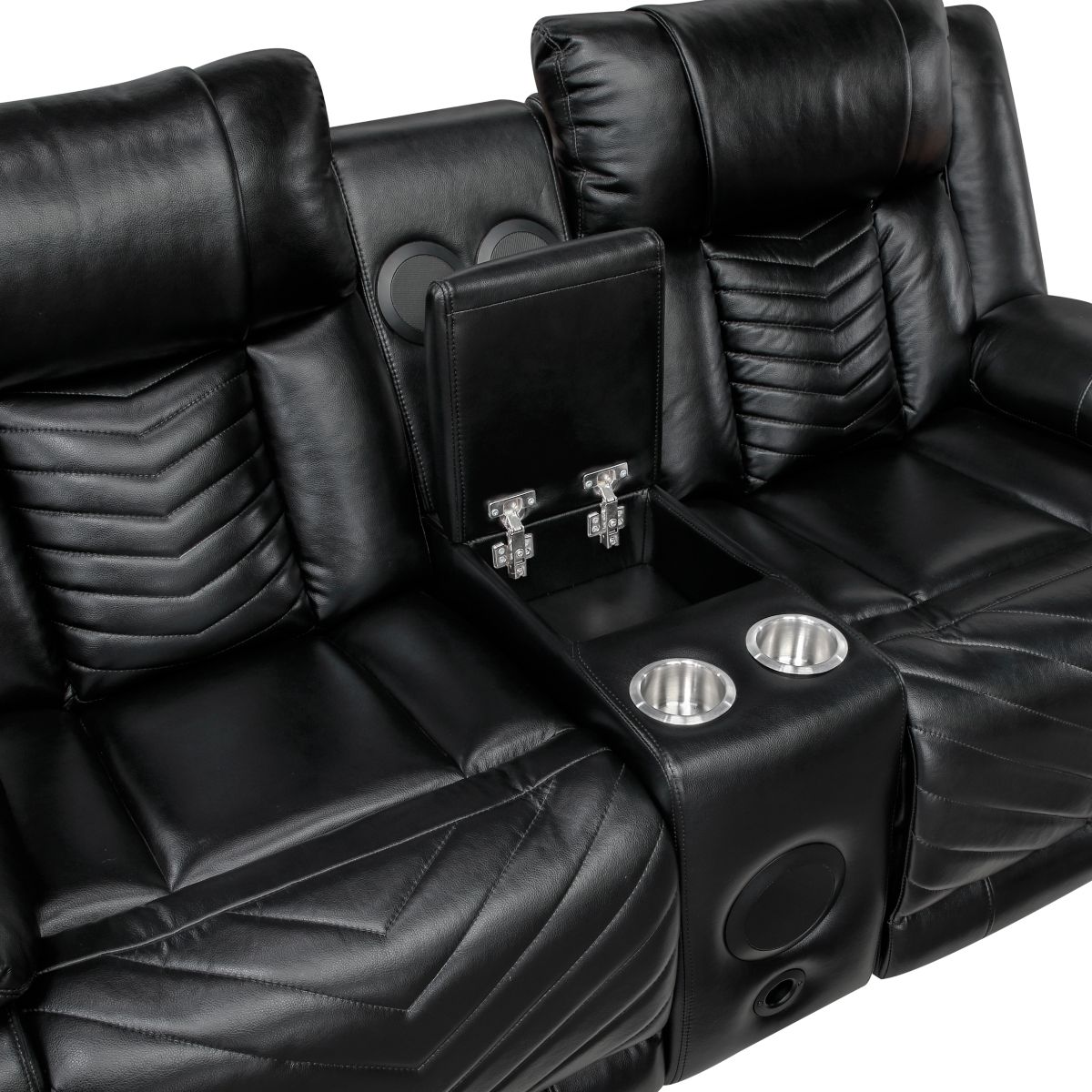 Huron - Power Double Reclining Loveseat With Center Console, Wireless Speakers, LED And Charging Ports