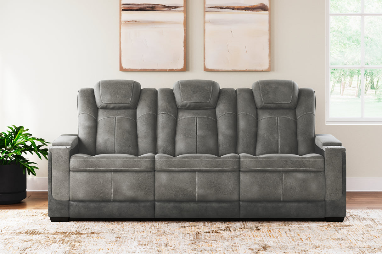 Furniture City - MS - Ashley Furniture - Next-Gen DuraPella Living Room - PWR REC Sofa with ADJ Headrest / Slate - 2200415