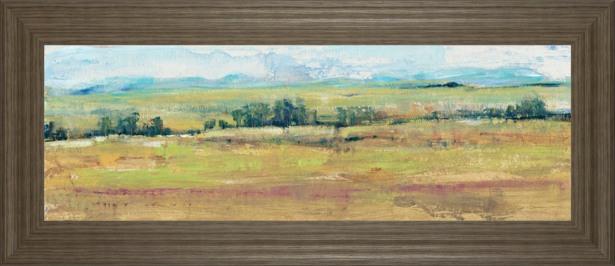 Distant Treeline Panel II By Tim Otoole - Framed Print Wall Art - Light Brown