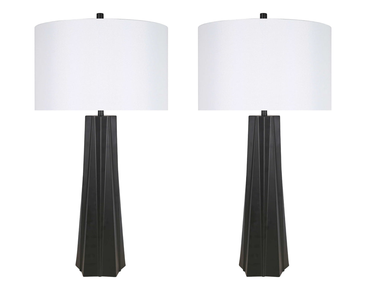 "Obsidian Glow" Metal Table Lamp (Set of 2) - Matte Black
