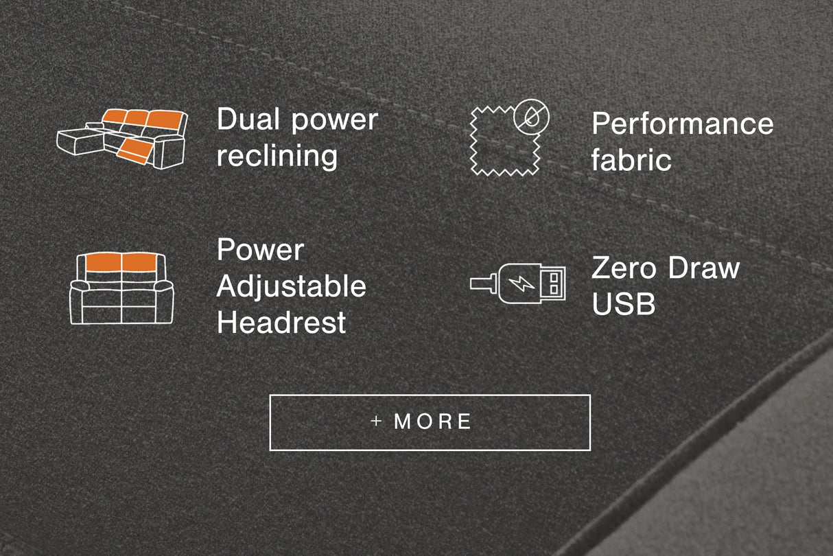 Furniture City - MS - Ashley Furniture - ModMax II Sectional - 3-Piece Power Reclining Sectional with Chaise / Salt and Pepper - 65906S17