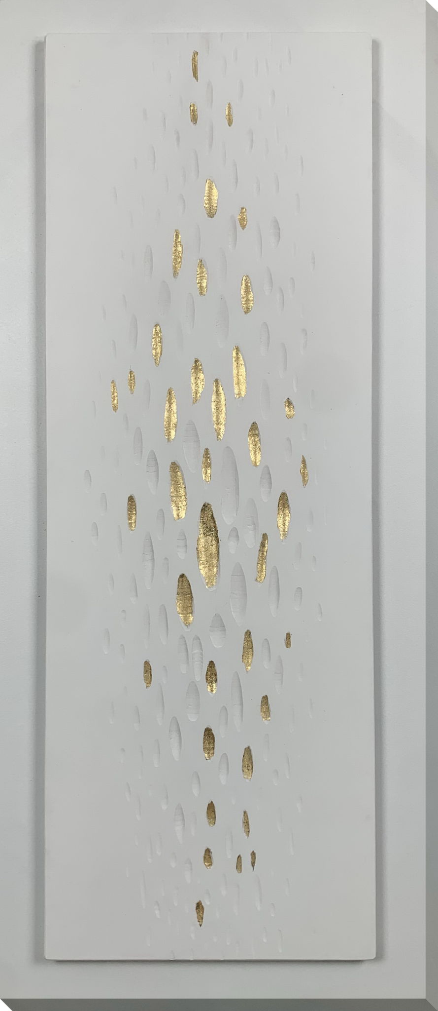 "Golden Drops" Hand-Painted Wrapped Canvas - Gray / Gold