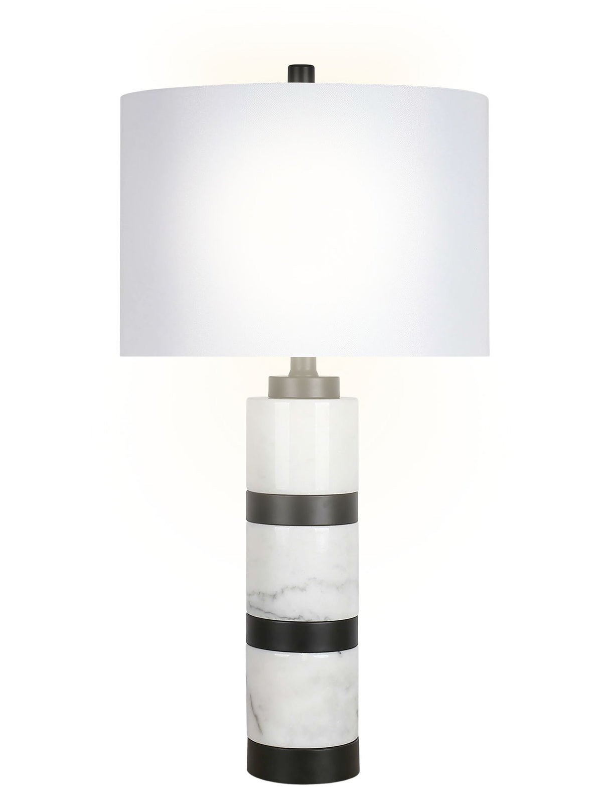 "Marble Harmony" Marble Table Lamp - White Marble / Matte Black