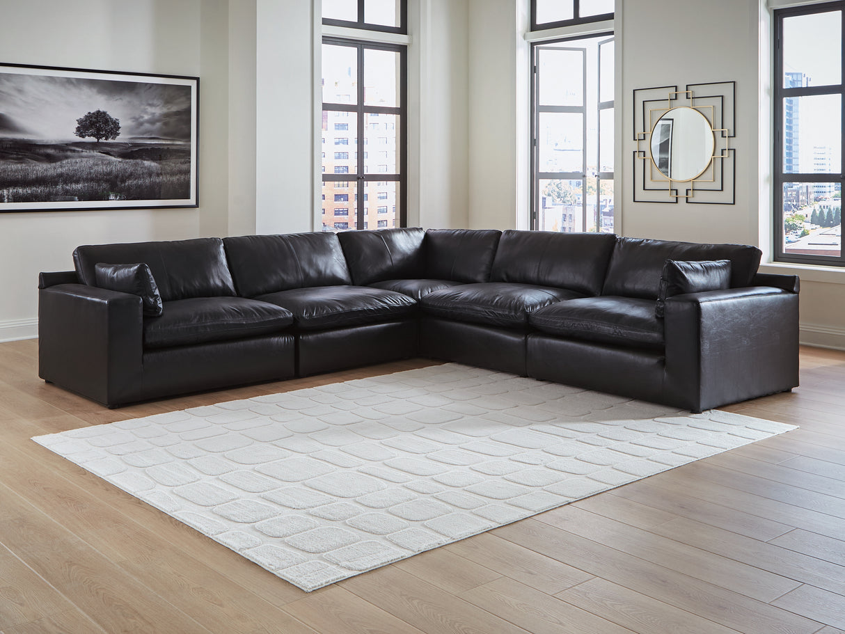 Furniture City - MS - Ashley Furniture - Emilia Sectional - RAF 5-Piece Sectional / Black - 30902S4