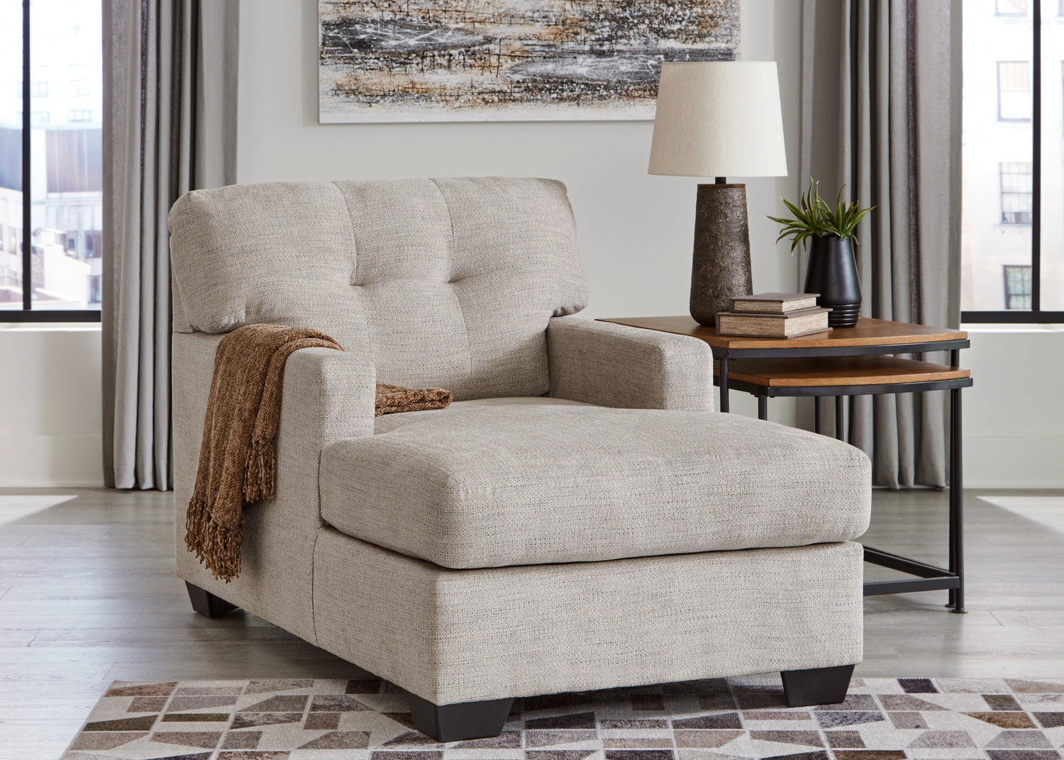 Furniture City - MS - Ashley Furniture - Mahoney Living Room - Chaise / Pebble - 3100415