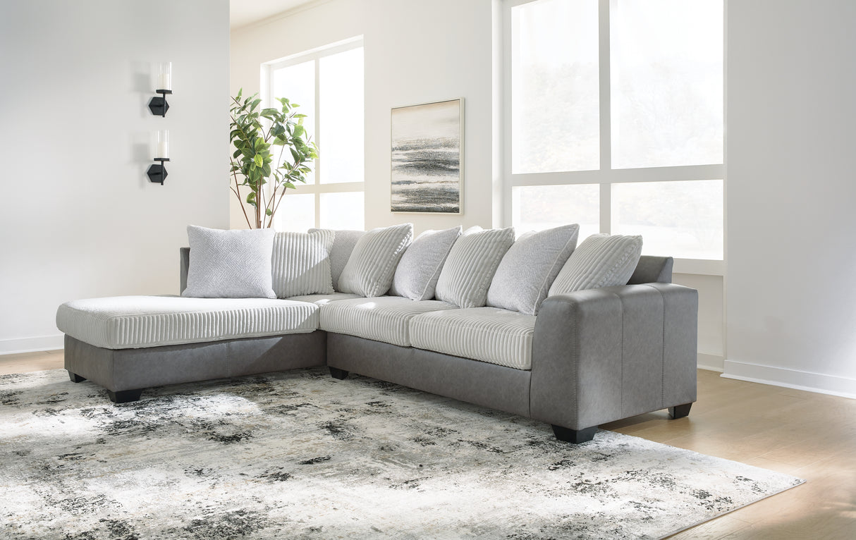 Furniture City - MS - Ashley Furniture - Clairette Court Sectional - RAF 2-Piece Sectional with Chaise / Alloy - 31503S1