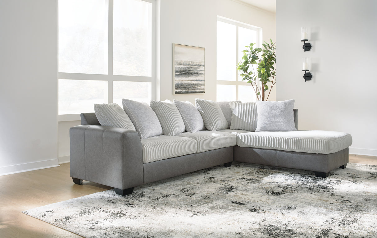 Furniture City - MS - Ashley Furniture - Clairette Court Sectional - RAF 2-Piece Sectional with Chaise / Alloy - 31503S1