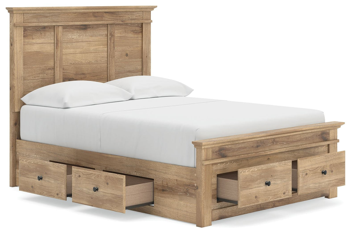 Makidern - Panel Storage Bed With Under Bed Storage Unit And Storage Footboard