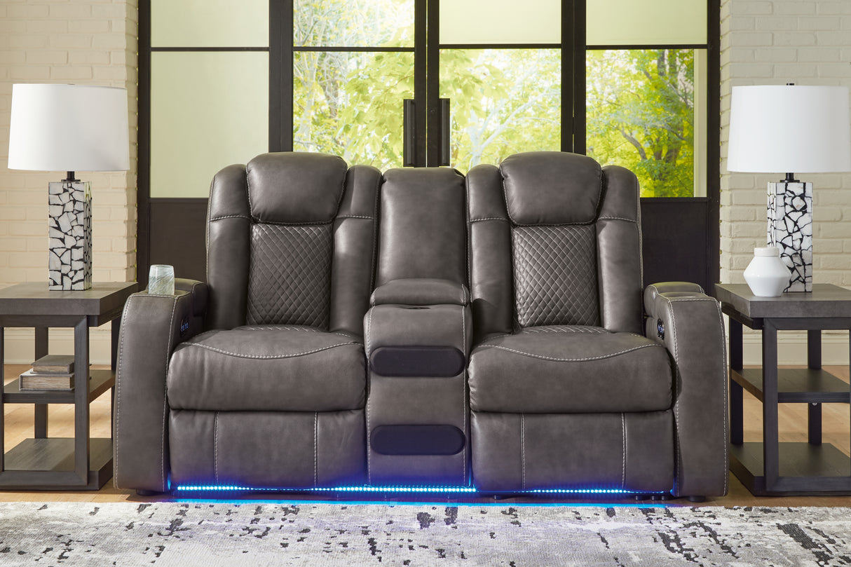 Furniture City - MS - Ashley Furniture - Fyne-Dyme Living Room - PWR REC Loveseat/CON/ADJ HDRST / Shadow - 3660218