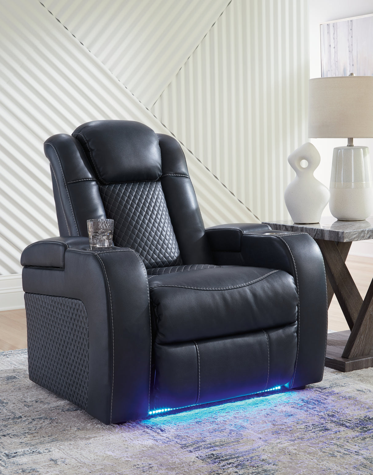Furniture City - MS - Ashley Furniture - Fyne-Dyme Living Room - PWR Recliner/ADJ Headrest / Sapphire - 3660313