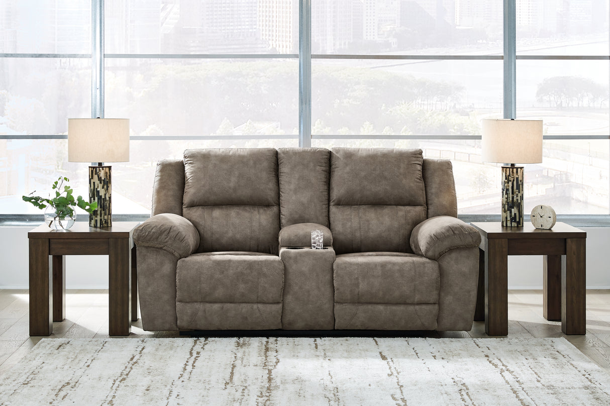 Furniture City - MS - Ashley Furniture - Laresview Living Room - DBL Rec Loveseat w/Console / Fossil - 3720394