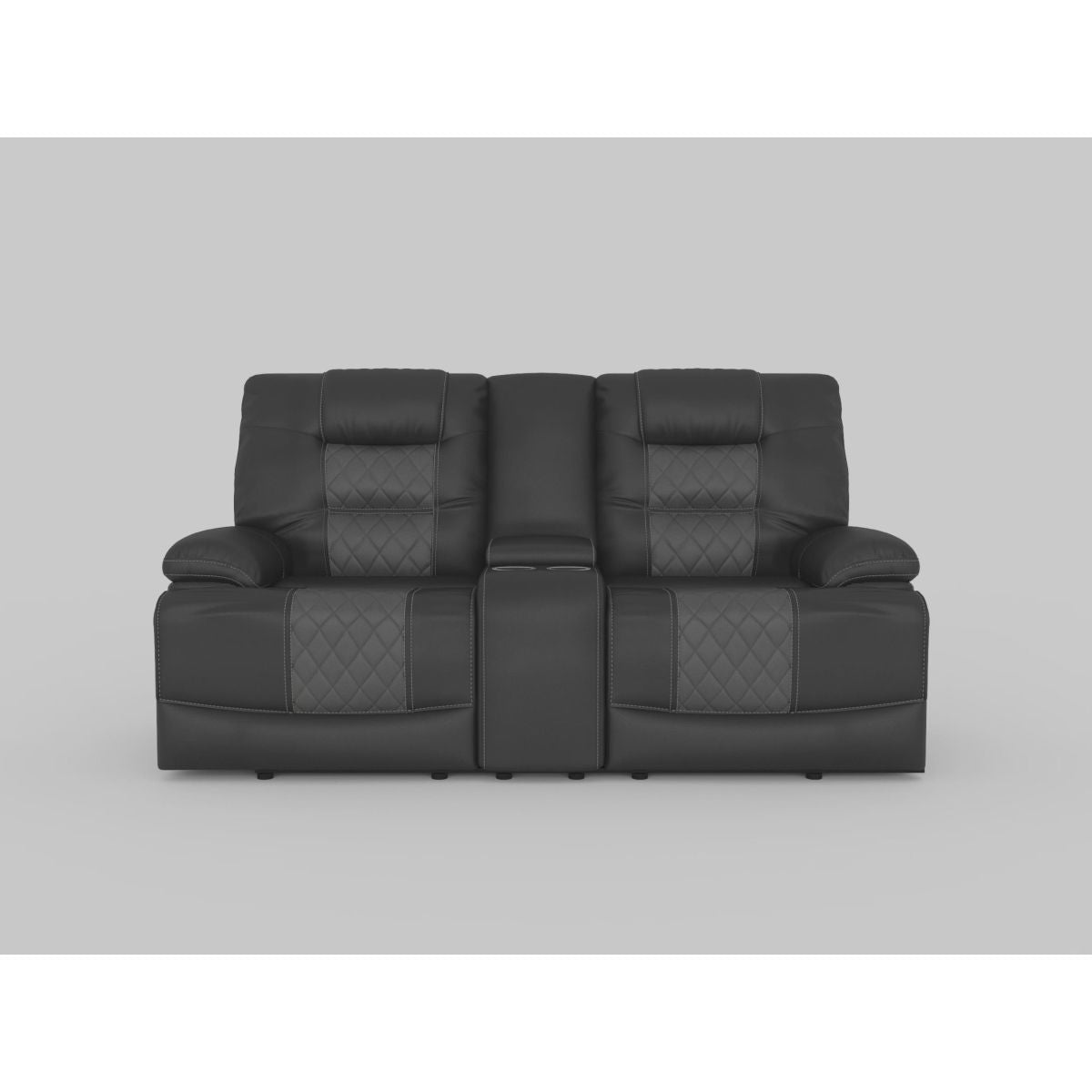 Fabian - Double Glider Reclining Loveseat With Center Console, Receptacles And USB Ports - 2-Tone Gray (Gray / Dark Gray)