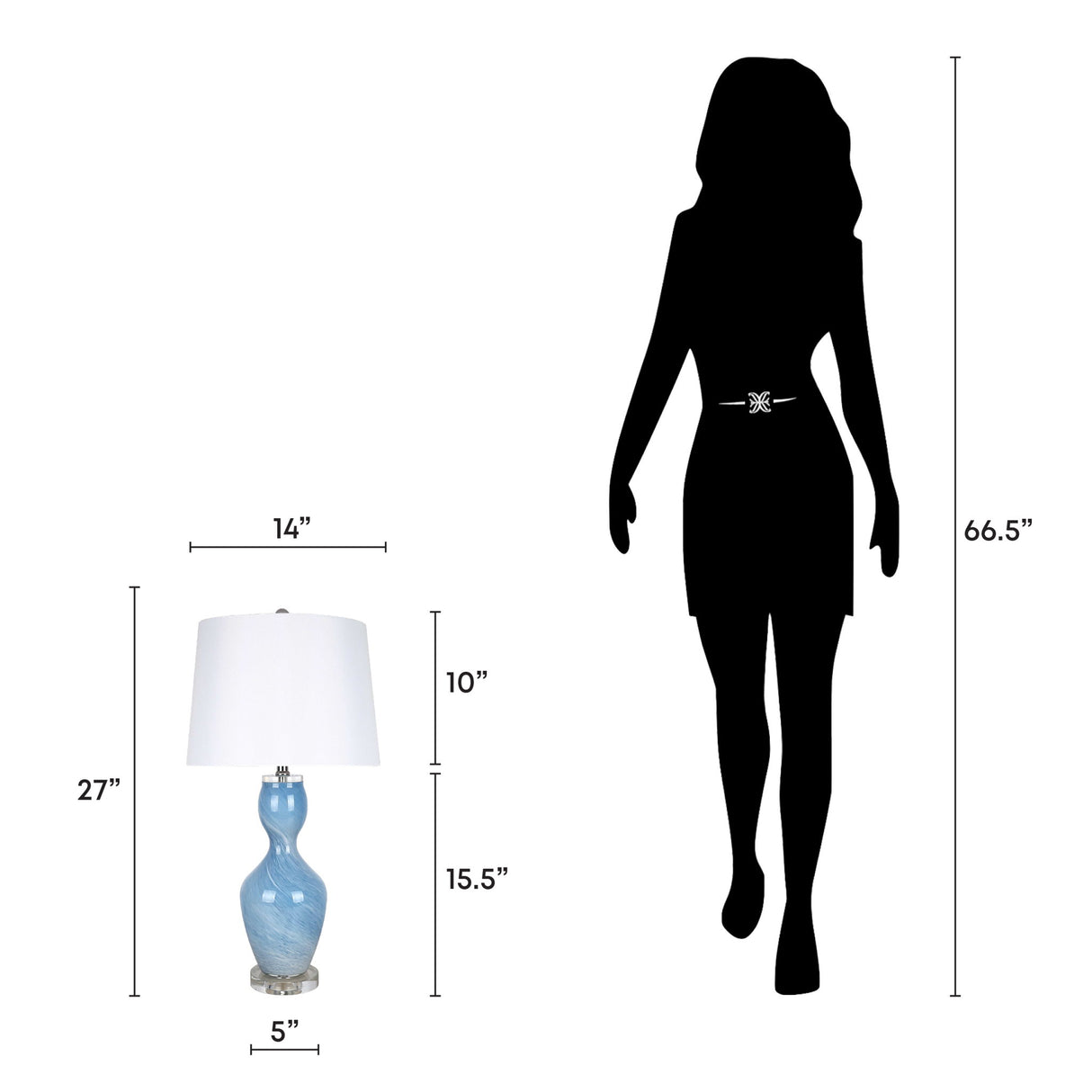 "Azure Elegance" Art Glass Table Lamp (Set of 2) - Blue Art Glass