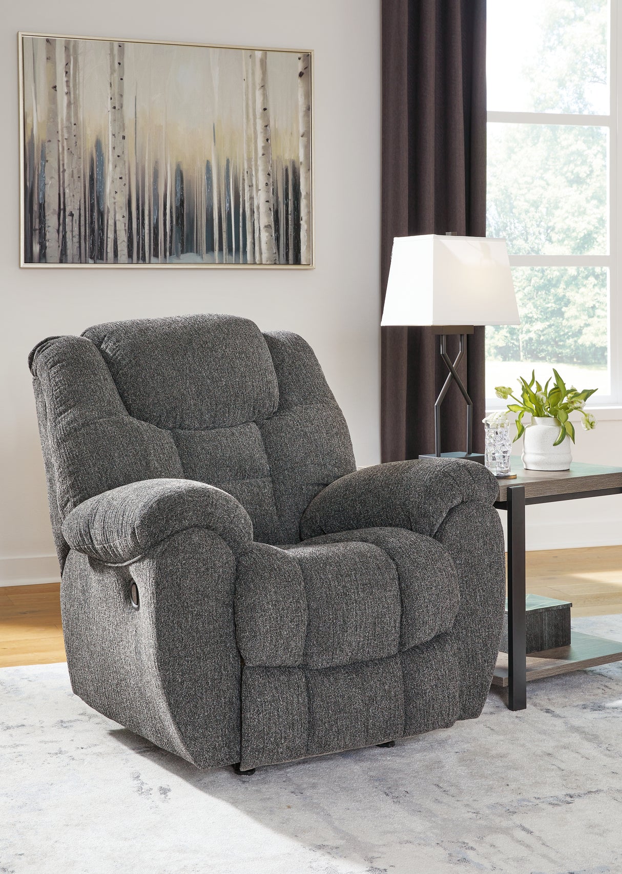 Furniture City - MS - Ashley Furniture - Foreside Living Room - DBL Rec Loveseat w/Console / Charcoal - 3810494