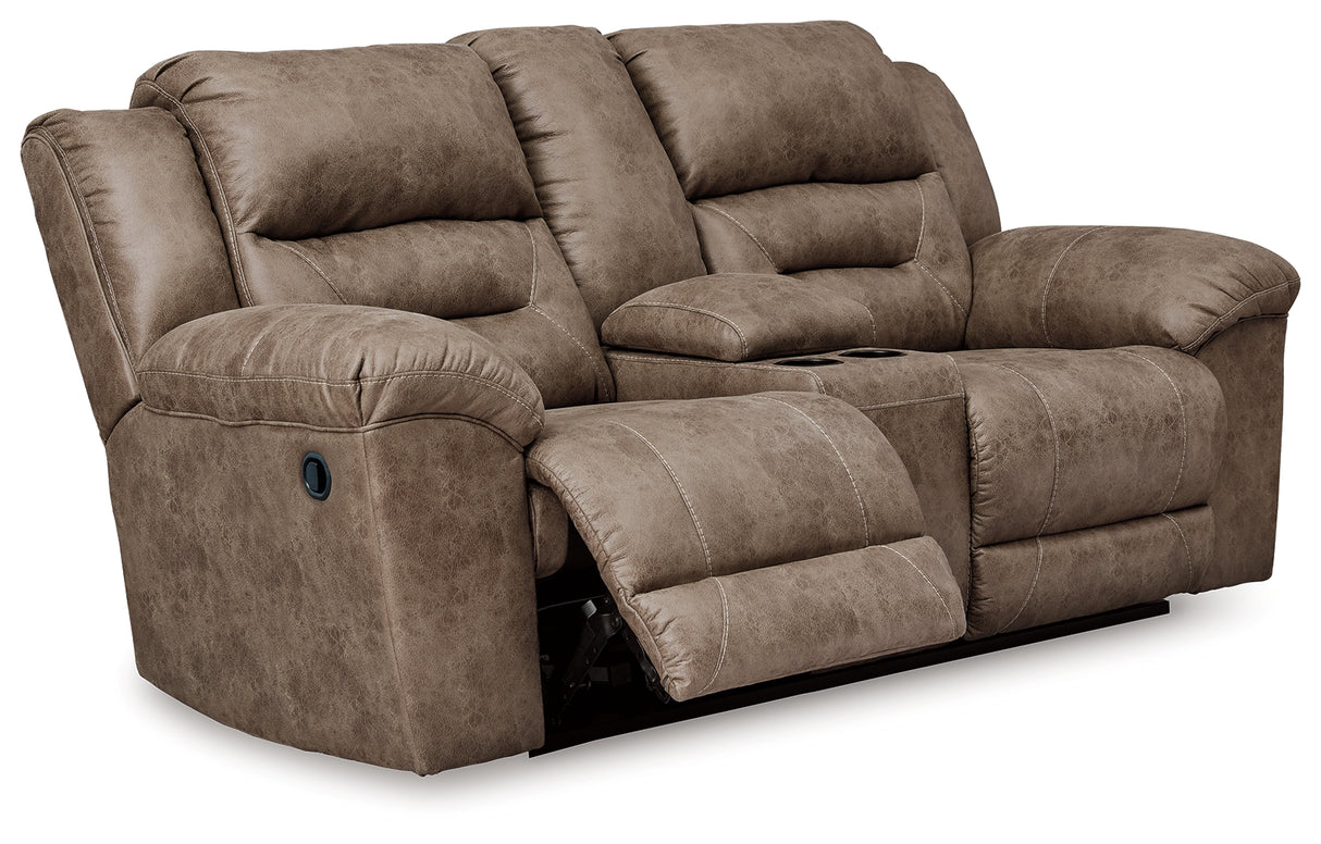 Furniture City - MS - Ashley Furniture - Stoneland Living Room - DBL Rec Loveseat w/Console / Fossil - 3990594