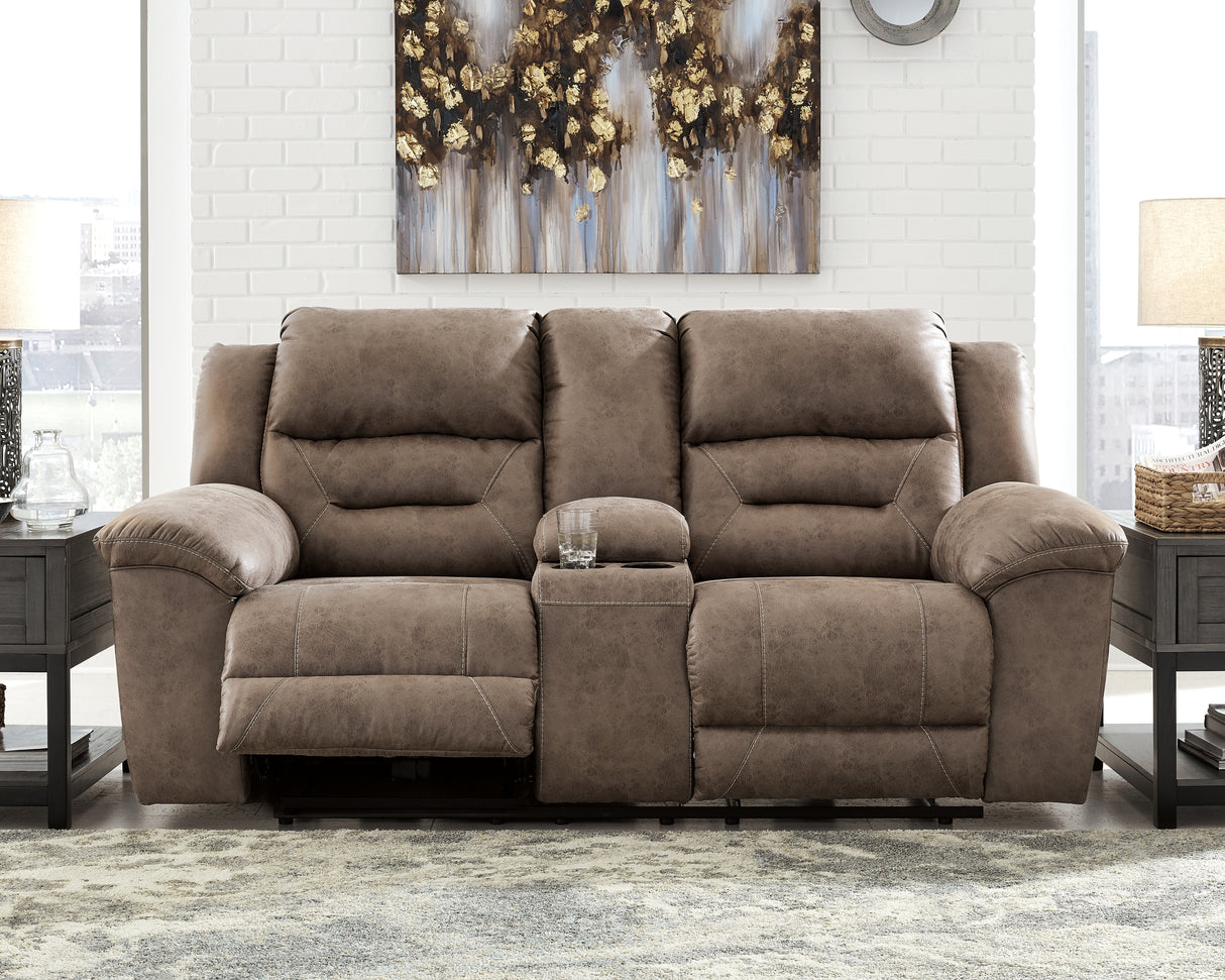 Furniture City - MS - Ashley Furniture - Stoneland Living Room - DBL REC PWR Loveseat w/Console / Fossil - 3990596