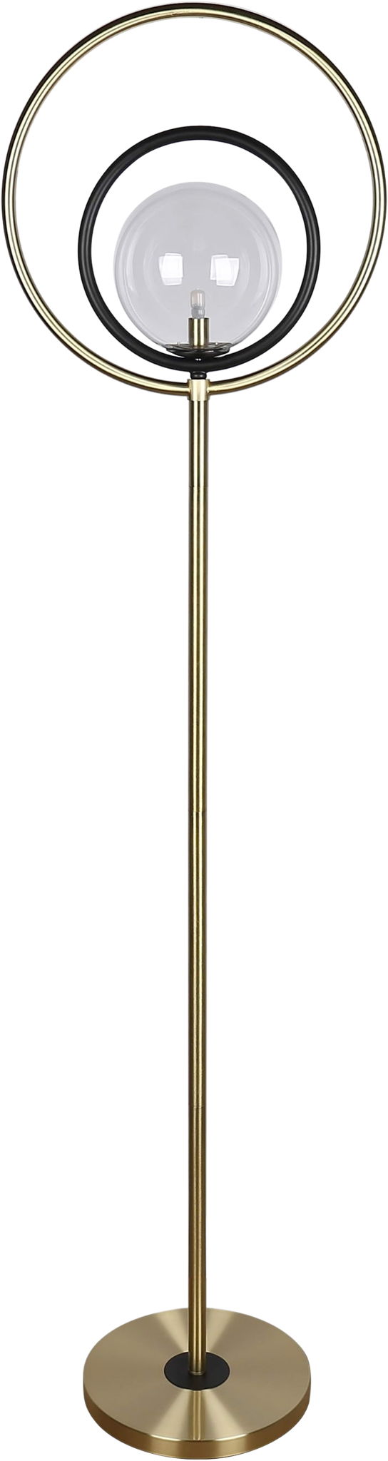 "Eclipse Aura" Metal Floor Lamp - Matte Black / Soft Gold / Clear