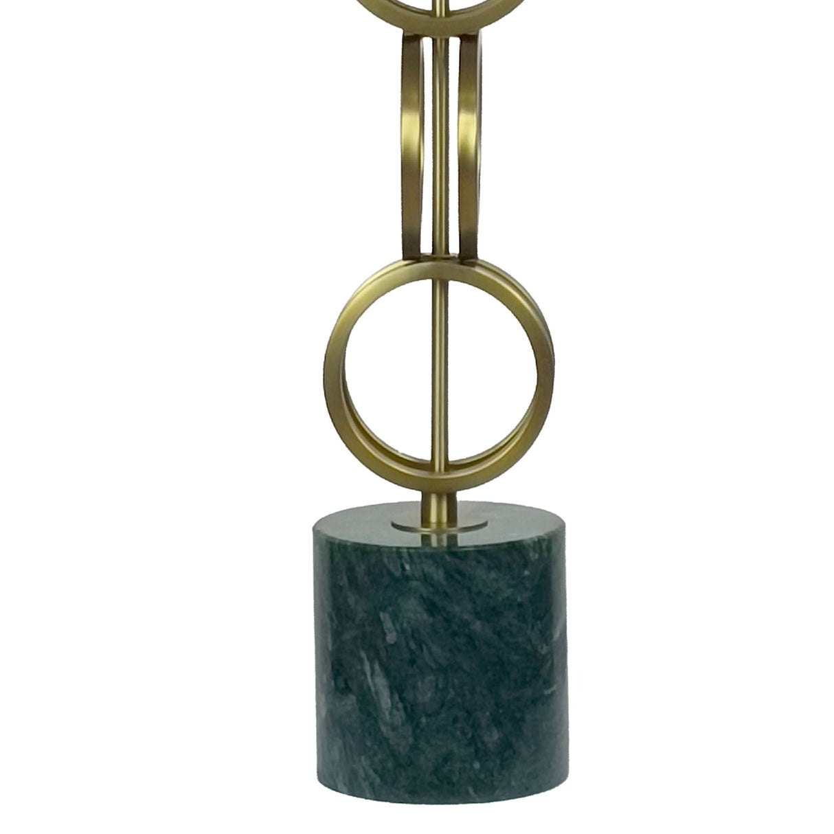 "Marble Harmony" Metal Table Lamp On Marble Base (Set of 2) - Green Marble / Matte Golden Bronze