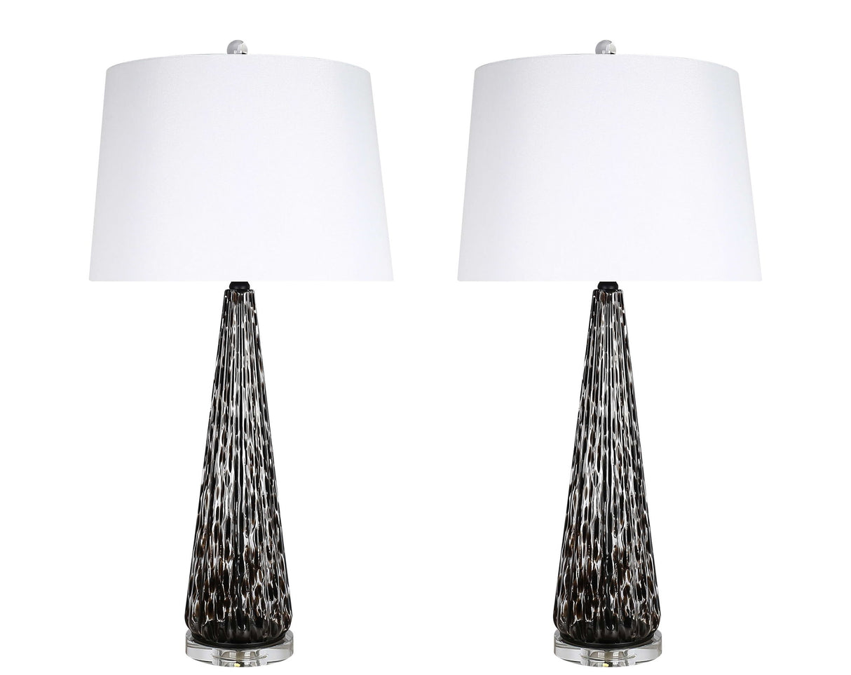 "Eclipse Radiance" Art Glass Table Lamp (Set of 2) - Black Art Glass