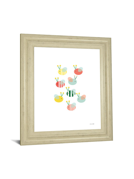 Bumblebee Friends By Ann Kelle - Framed Print Wall Art - White